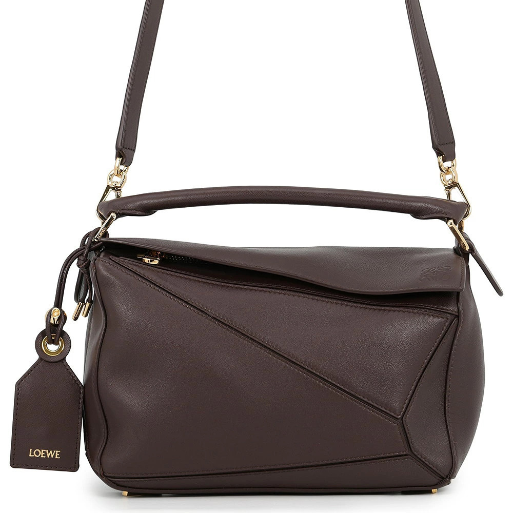Loewe Puzzle Bag Featherlight Napalm Shoulder Bag Leather Brown